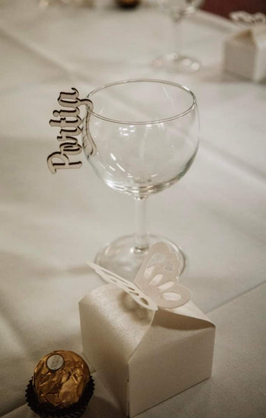 Wedding glass hanging name placements 