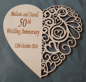 Heart design decoupage pyrography 200mm tall (03)