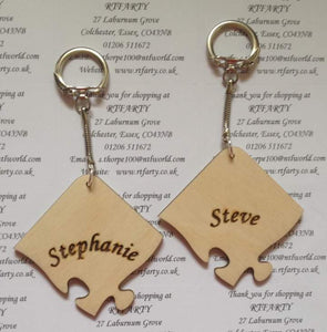 Personalised Puzzle Keyrings Interlocking
