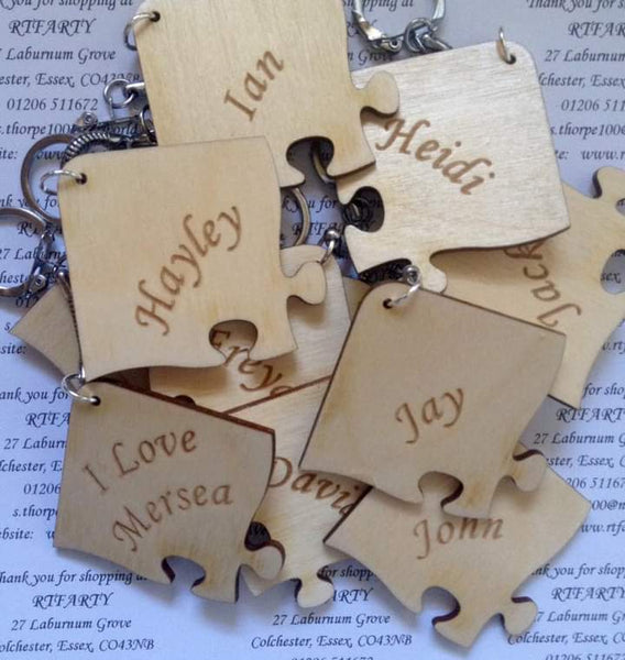 Personalised Puzzle Keyrings Interlocking