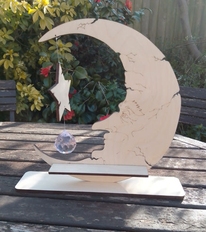 Stoney Moon Shelf on a stand with star and crystal