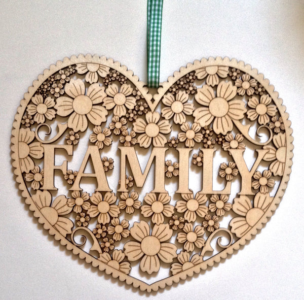 Various designs floral heart  Thank You - Friend - Mum - Nanny and more 200mm tall