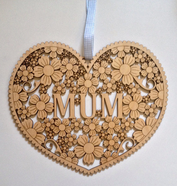 Various designs floral heart  Thank You - Friend - Mum - Nanny and more 200mm tall
