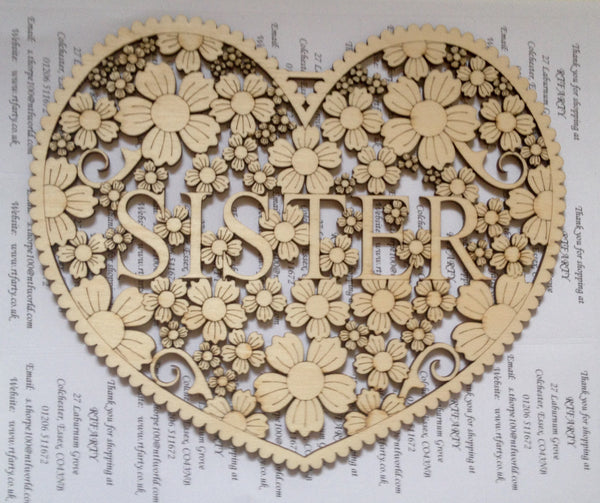 Various designs floral heart  Thank You - Friend - Mum - Nanny and more 200mm tall