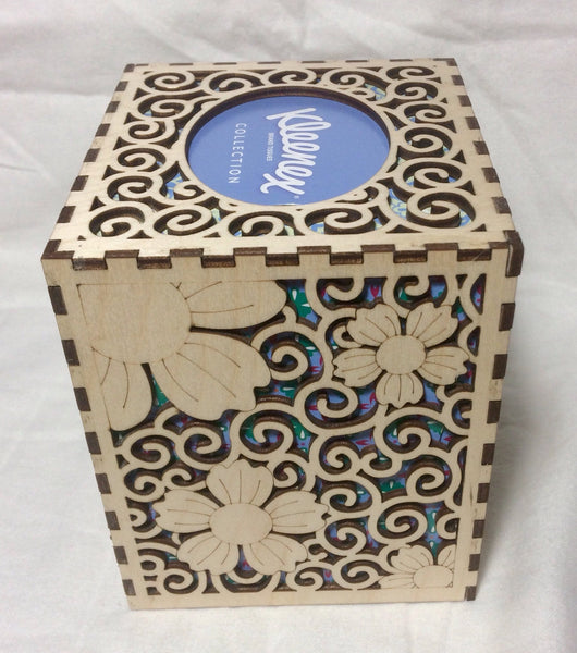 Flowers and swirls tissue box cover + tissues