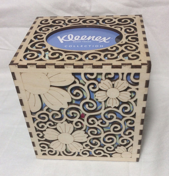 Flowers and swirls tissue box cover + tissues