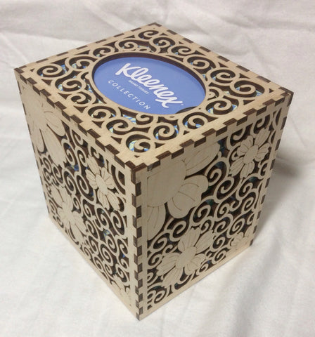 Flowers and swirls tissue box cover + tissues