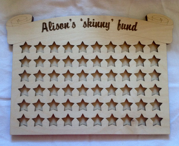 Personalised Weight loss savings drop box save 100 pounds in 1 pound coins