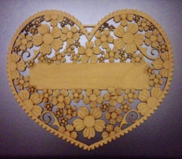 Personalised Floral Heart 200mm tall