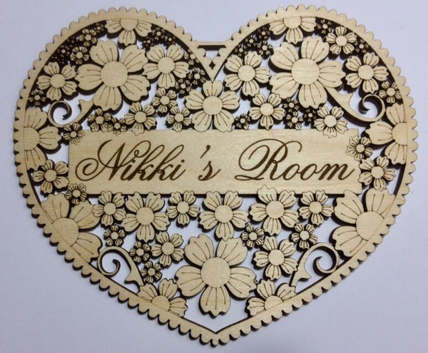 Personalised Floral Heart 200mm tall
