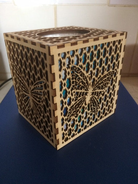 Butterfly Design Wooden Tissue Box Cover
