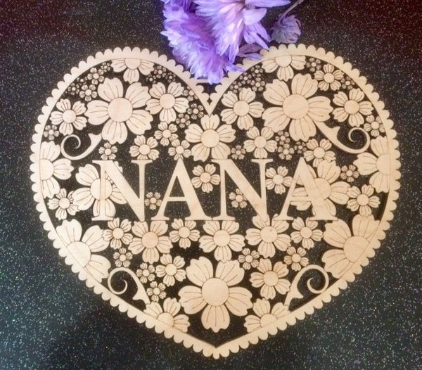 Various designs floral heart  Thank You - Friend - Mum - Nanny and more 200mm tall