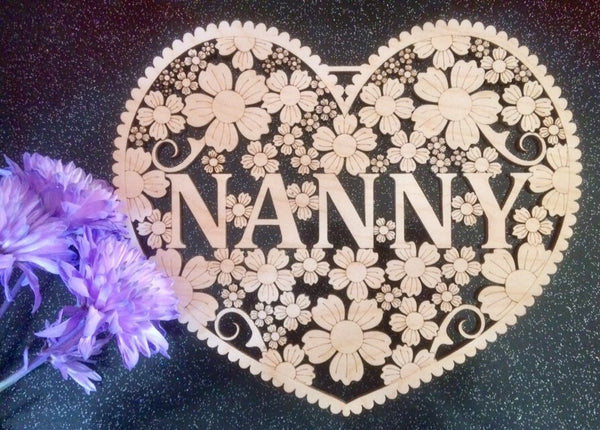 Various designs floral heart  Thank You - Friend - Mum - Nanny and more 200mm tall