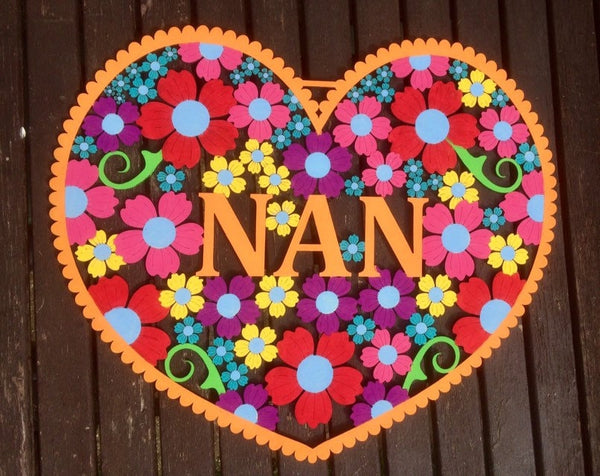 Various designs floral heart  Thank You - Friend - Mum - Nanny and more 200mm tall